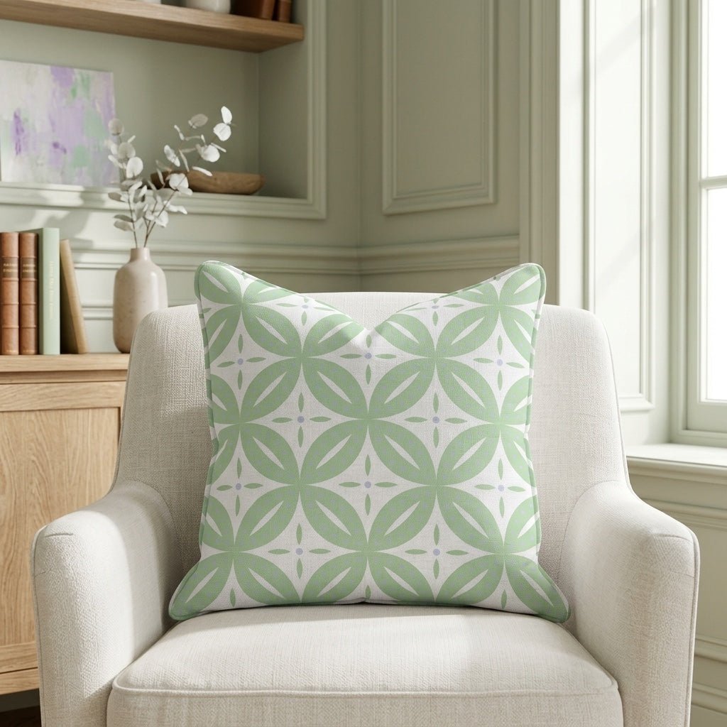 Leaf Me Be Willow Grid Throw Pillow - Lemon Park