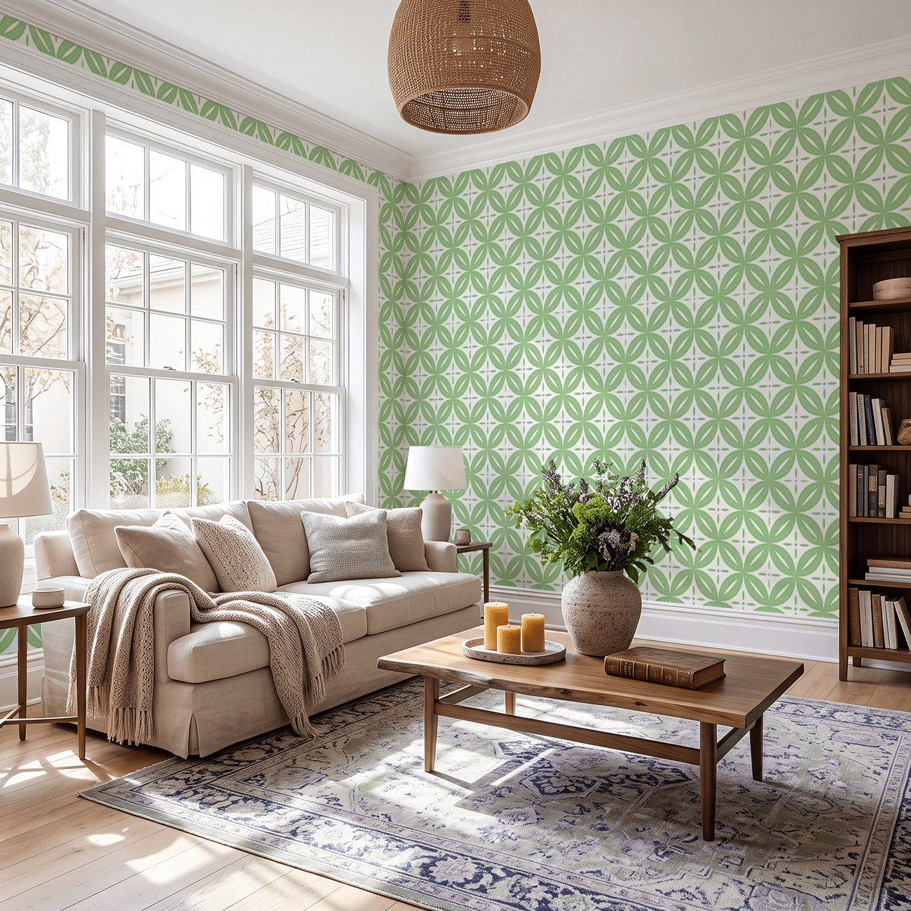 Leaf Me Be Willow Grid Wallpaper - Lemon Park