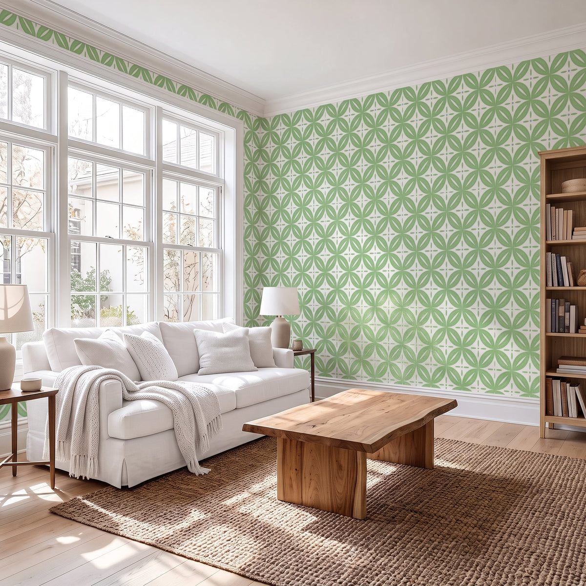 Leaf Me Be Willow Grid Wallpaper - Lemon Park