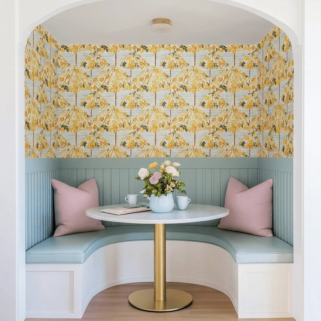 Lemon Grove Faux Grasscloth Wallpaper - Lemon Park