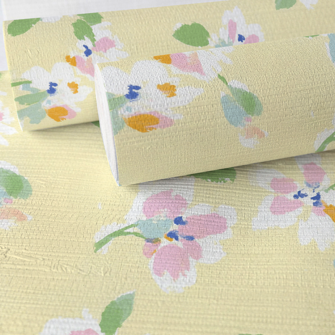 Lemon Meringue Faux Grasscloth Wallpaper
