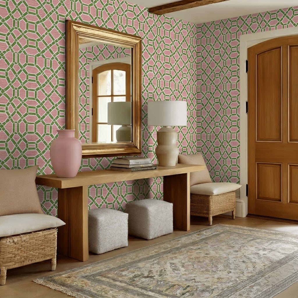 Lemon Park x Kenz Kustomz Palm Canopy Faux Grasscloth Wallpaper - Lemon Park