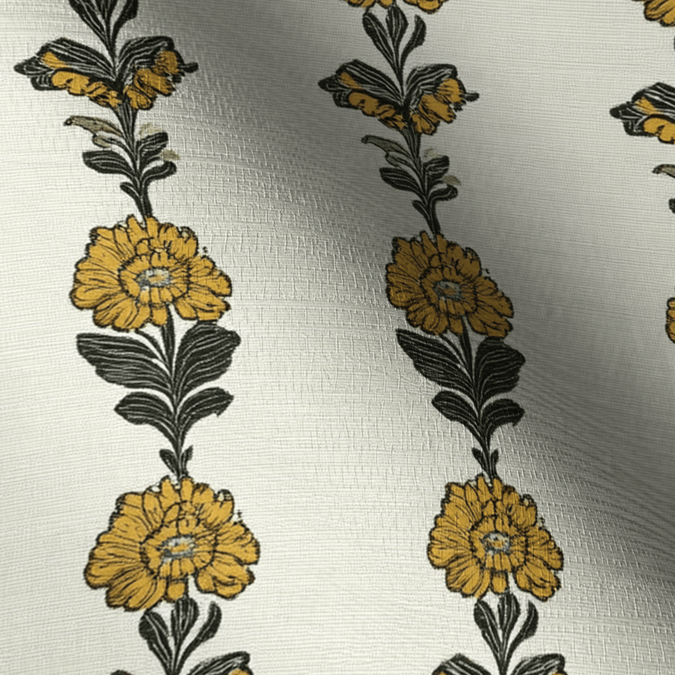 Lemon Poppy Faux Grasscloth Wallpaper - Lemon Park