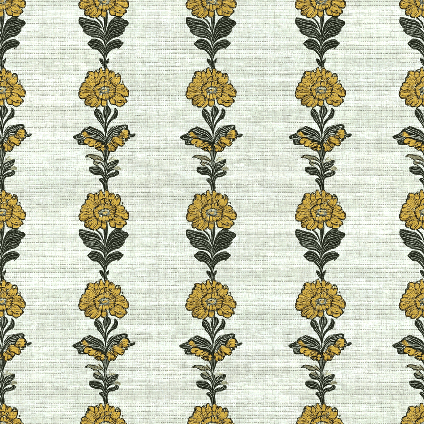 Lemon Poppy Faux Grasscloth Wallpaper - Lemon Park