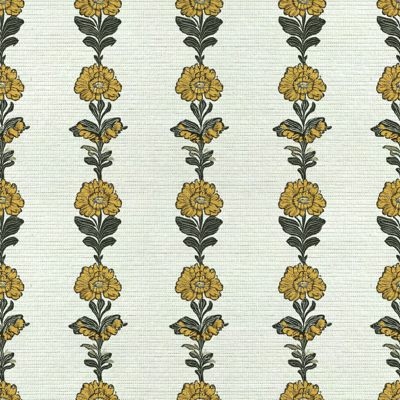 Lemon Poppy Faux Grasscloth Wallpaper
