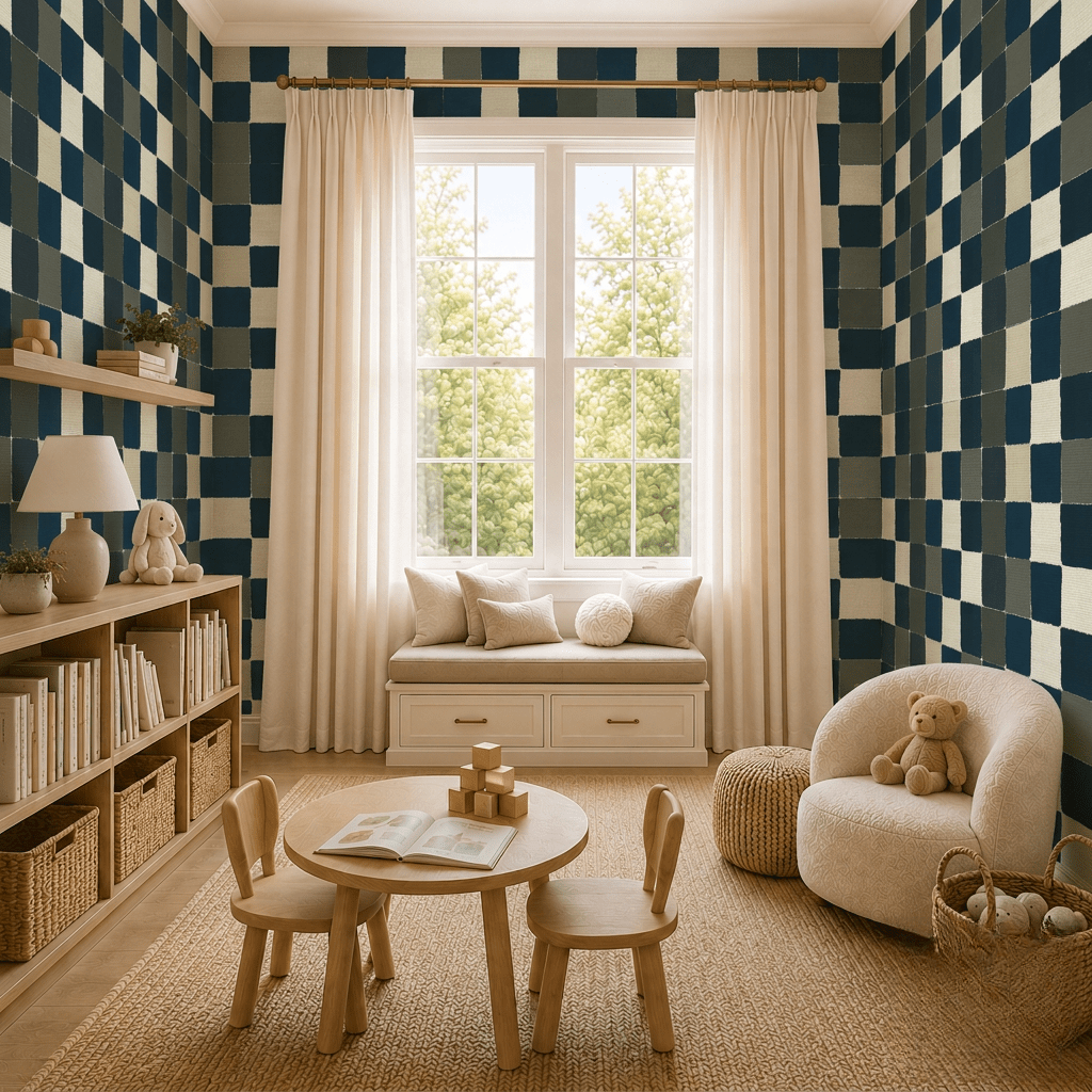Letterman Check Faux Grasscloth Wallpaper - Lemon Park