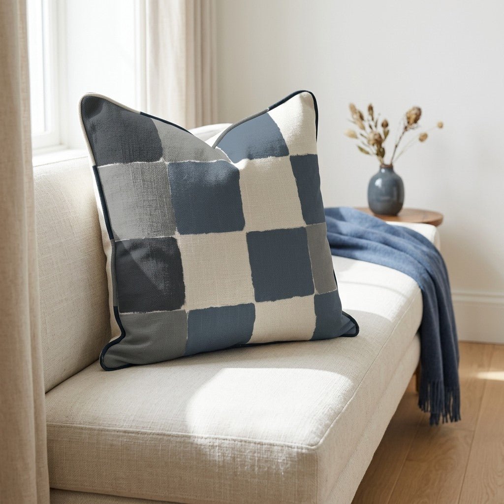 Letterman Check Throw Pillow - Lemon Park
