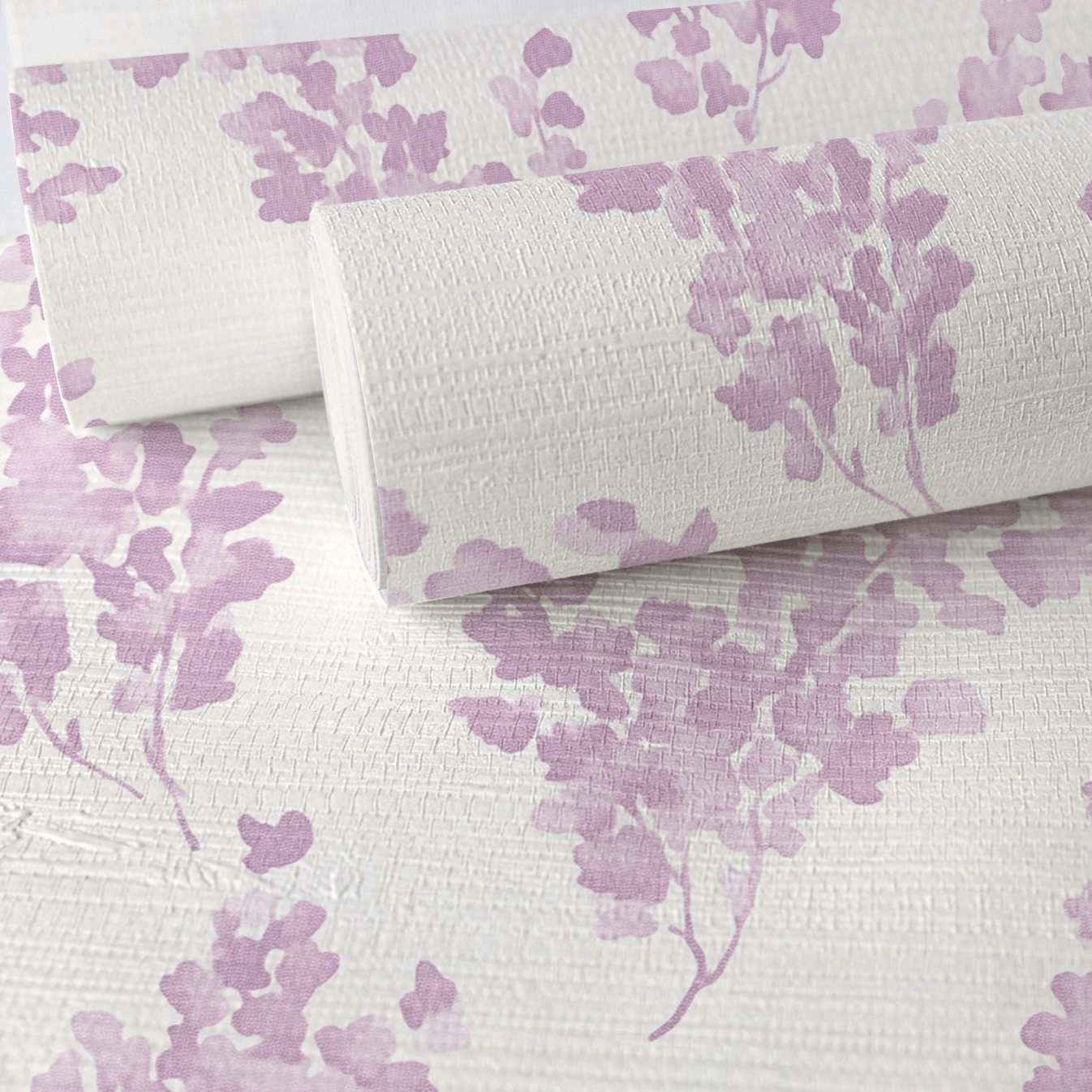 Lilac Stems Faux Grasscloth Wallpaper - Lemon Park