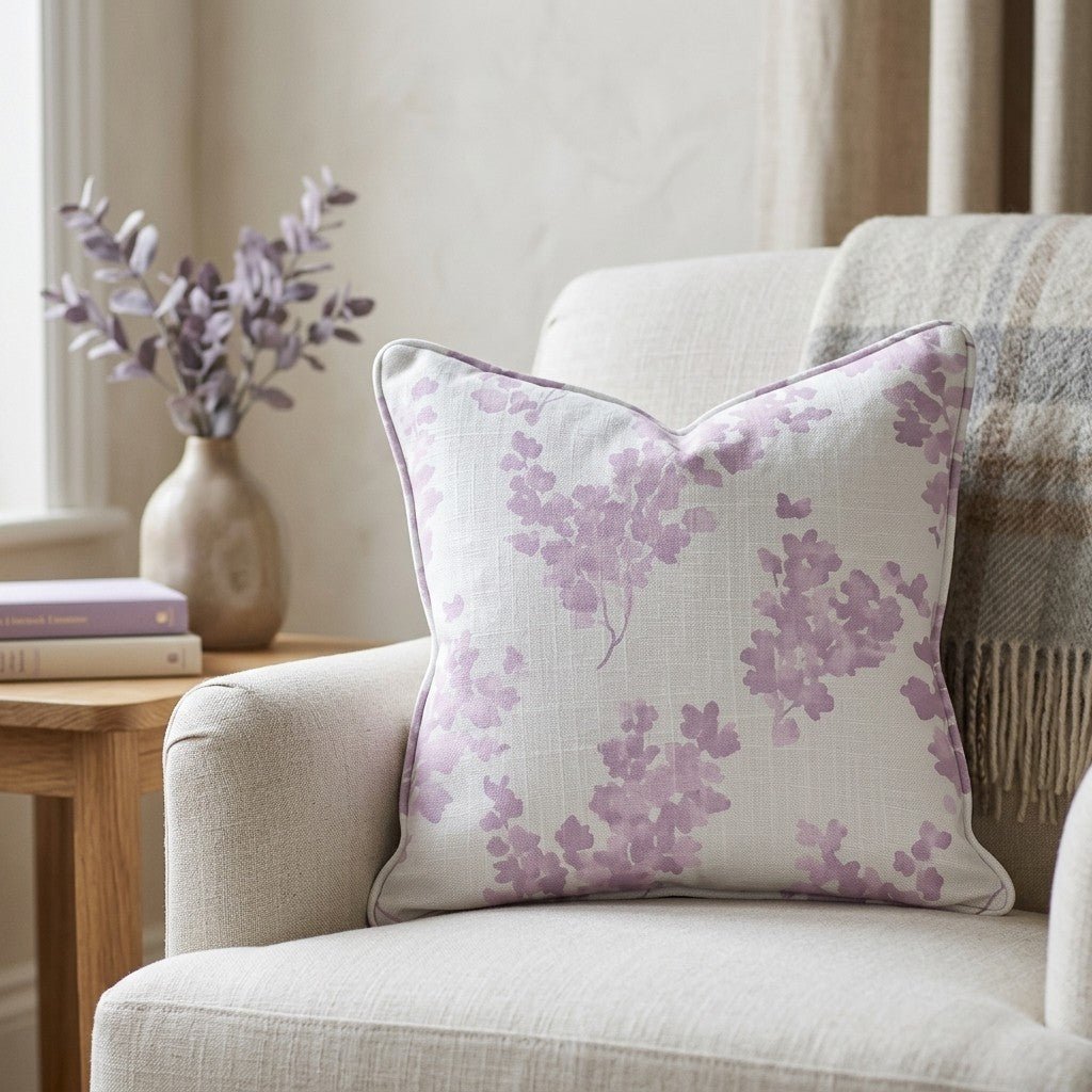 Lilac Stems Throw Pillow - Lemon Park