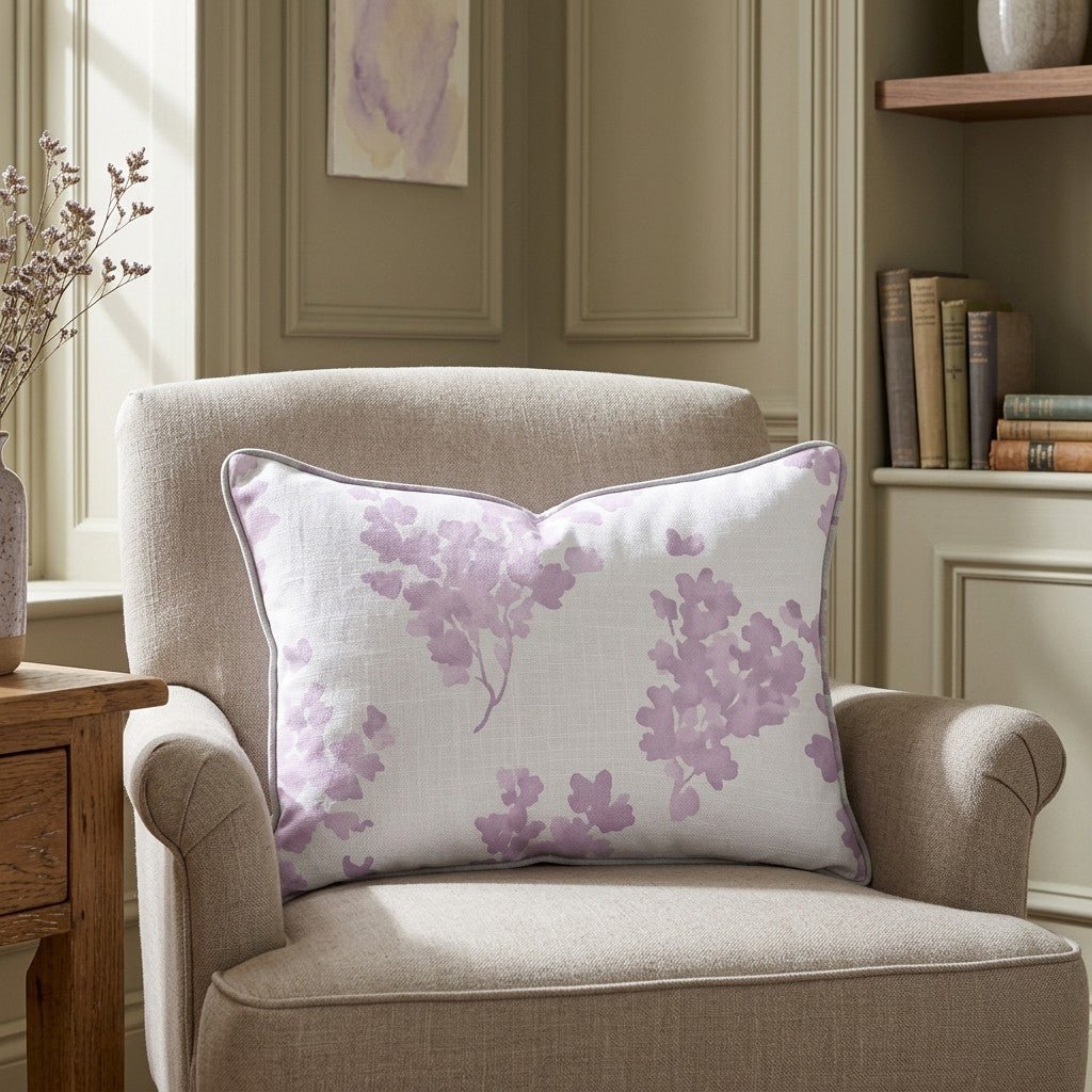 Lilac Stems Throw Pillow - Lemon Park