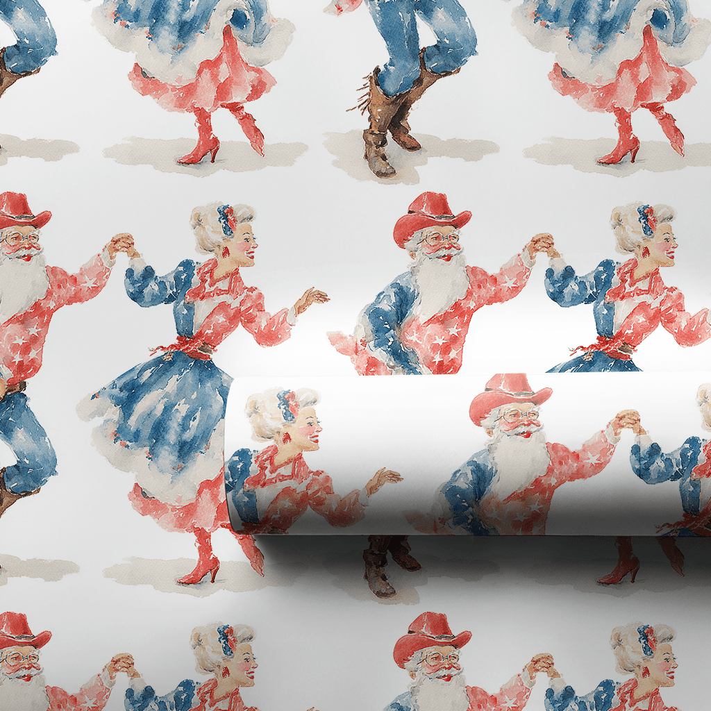 Line Dance with Santa - Wrapping Paper - Lemon Park
