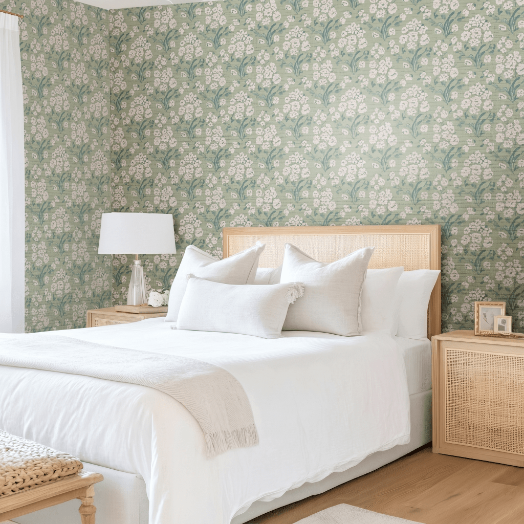 Linen Bloom Faux Grasscloth Wallpaper - Lemon Park