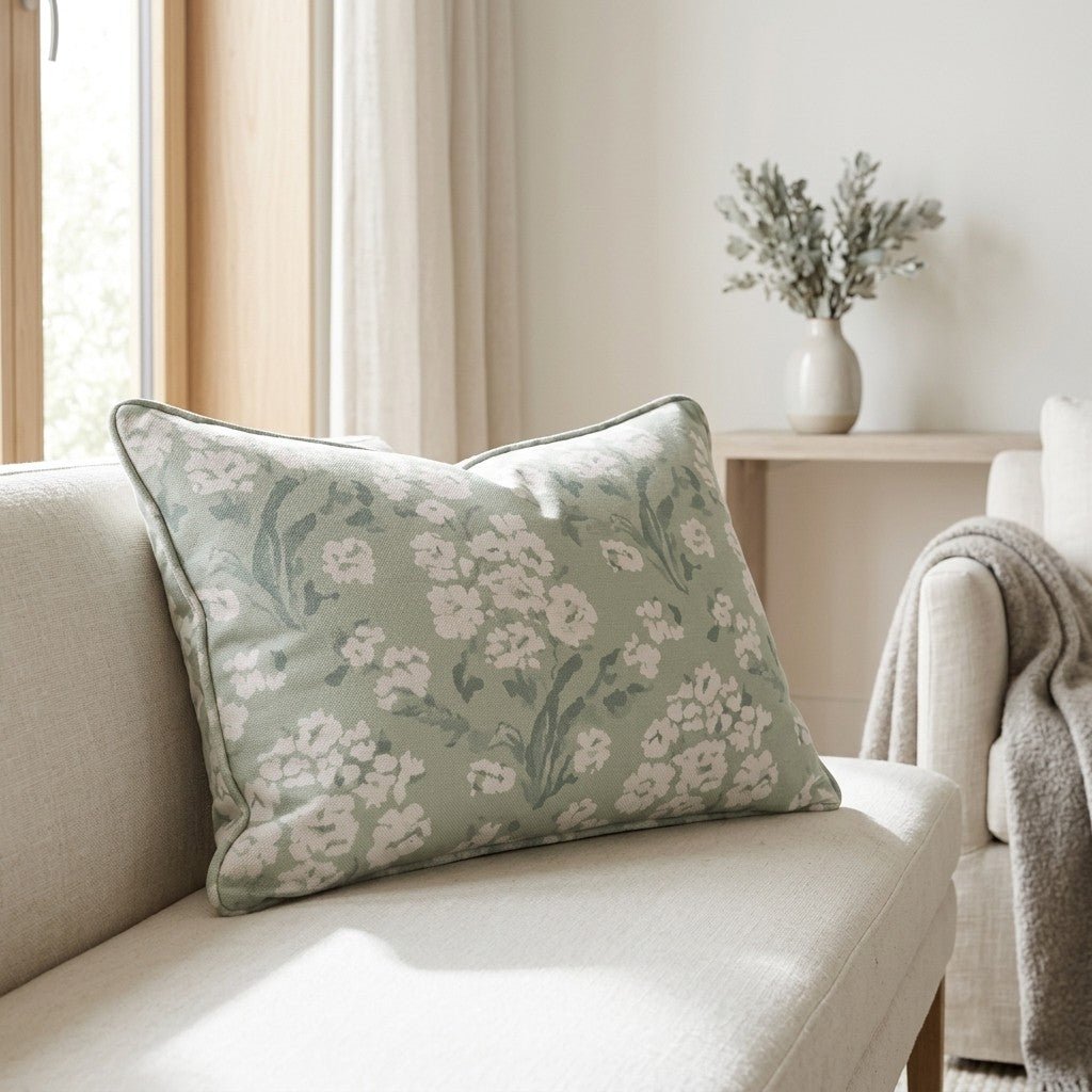 Linen Bloom Throw Pillow - Lemon Park