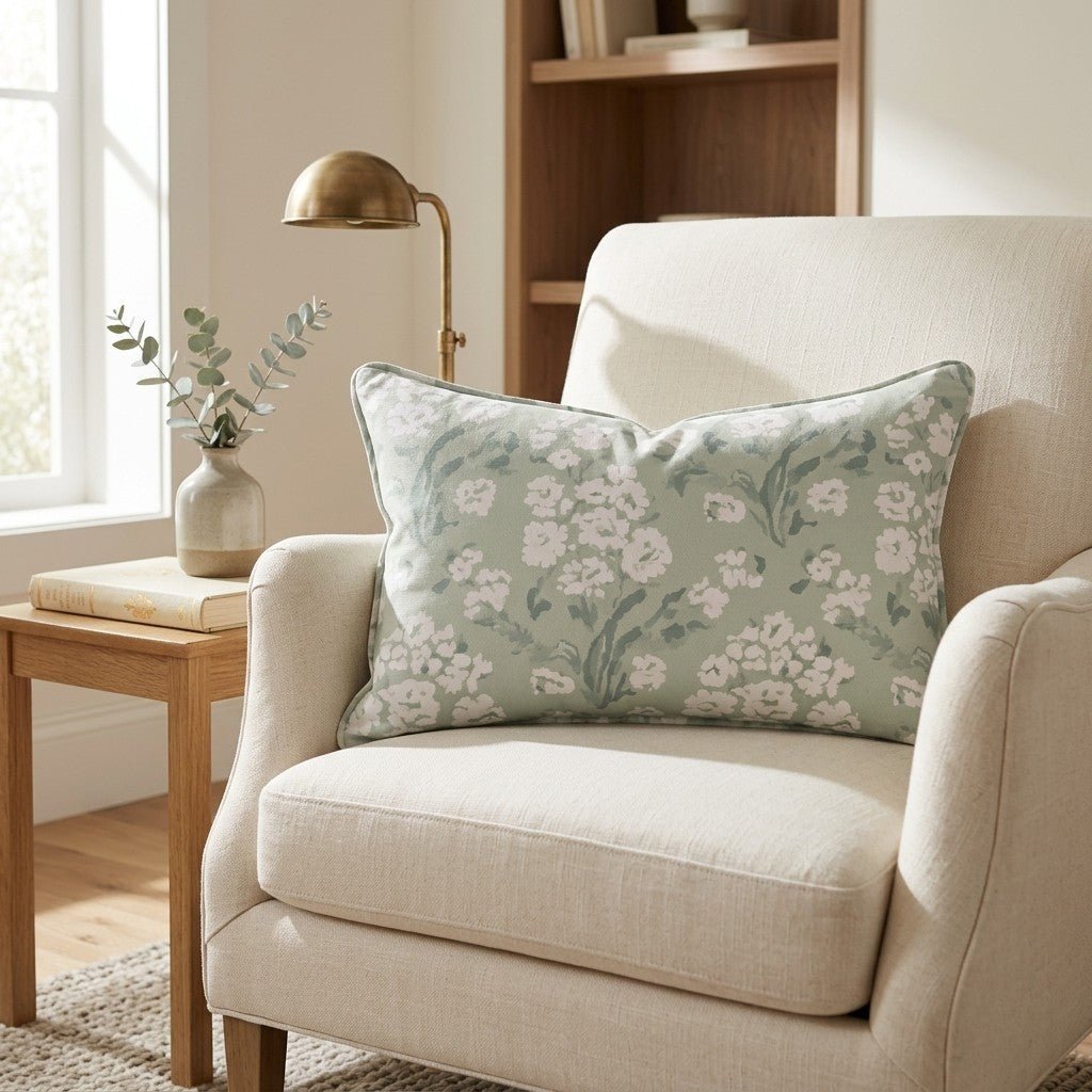 Linen Bloom Throw Pillow - Lemon Park