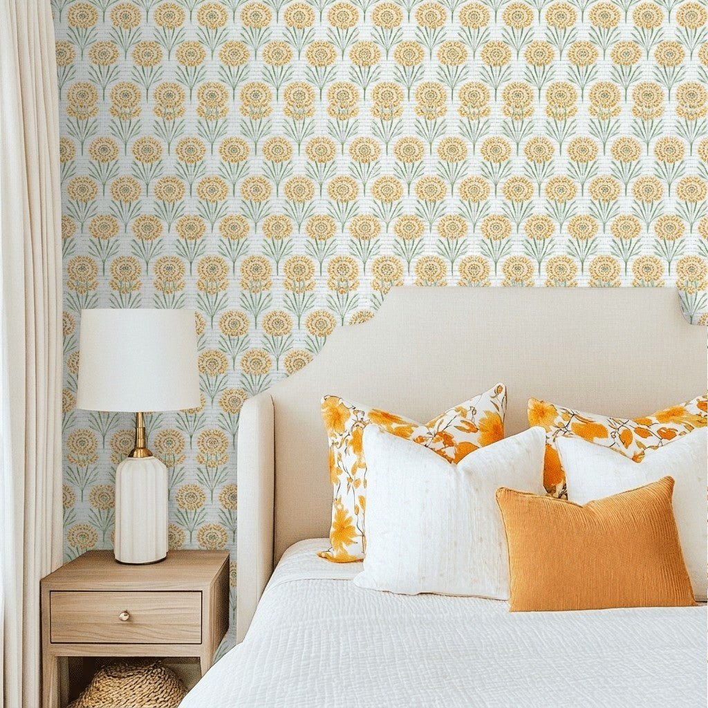 Linen Gold Faux Grasscloth Wallpaper - Lemon Park