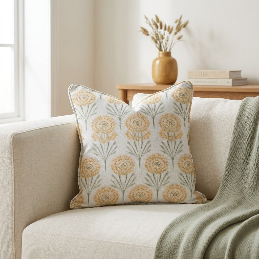 Linen Gold Throw Pillow - Lemon Park