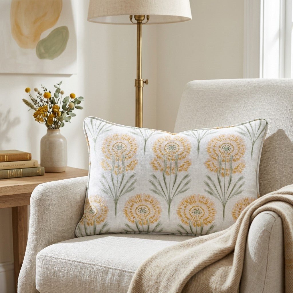 Linen Gold Throw Pillow - Lemon Park