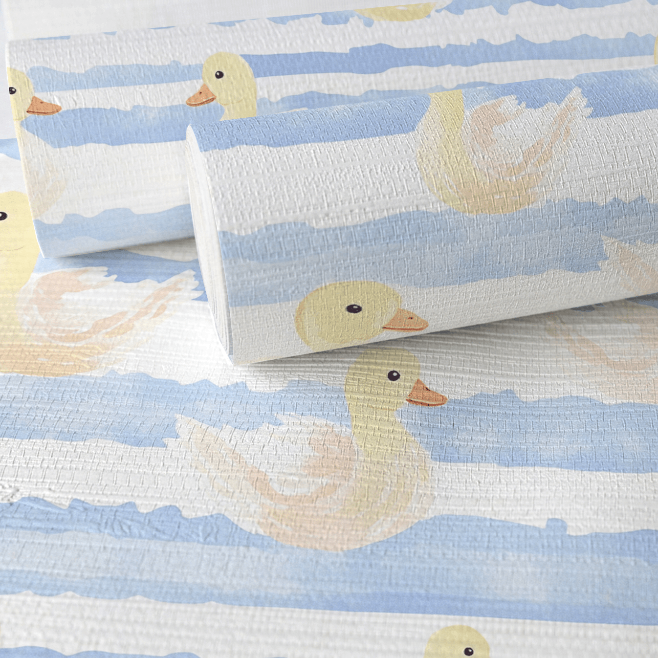 Little Ducklings Faux Grasscloth Wallpaper - Lemon Park