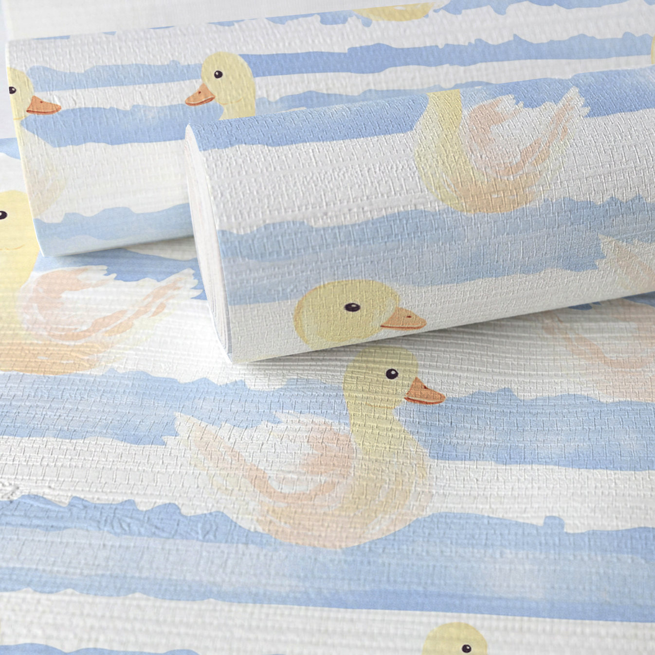 Little Ducklings Faux Grasscloth Wallpaper
