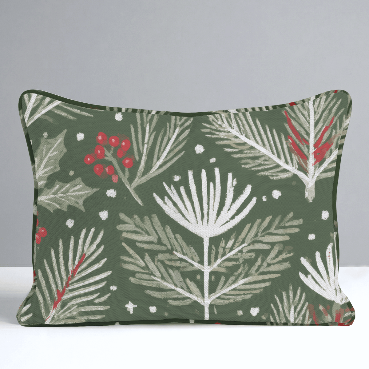 Little Red Bird Boughs Throw Pillow - Lemon Park
