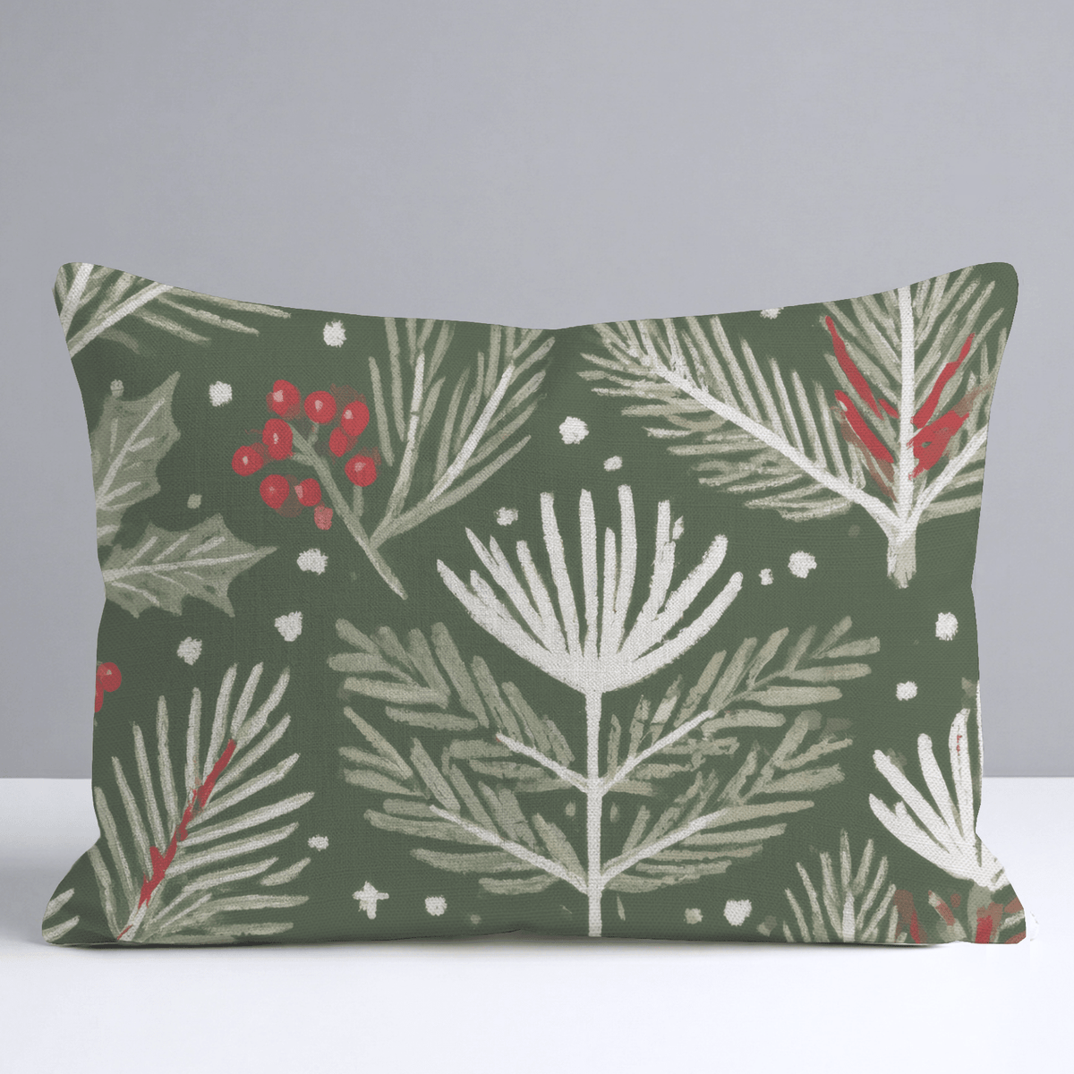 Little Red Bird Boughs Throw Pillow - Lemon Park