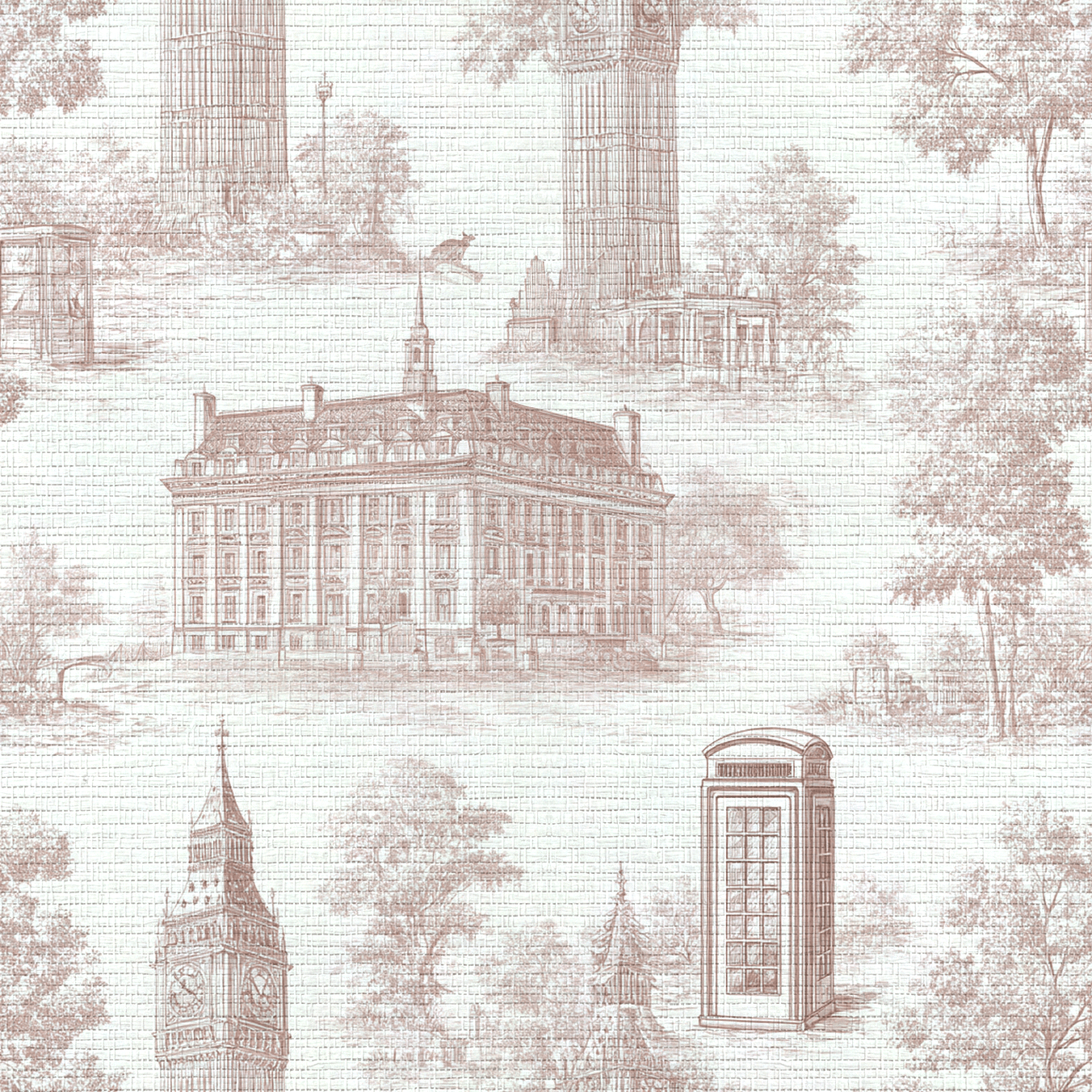 London Sketchbook Faux Grasscloth Wallpaper - Lemon Park