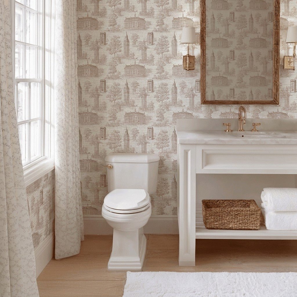 London Sketchbook Faux Grasscloth Wallpaper - Lemon Park