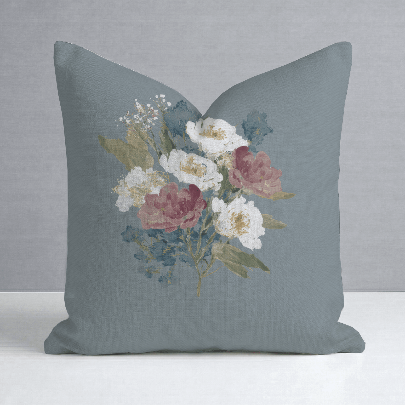 Loose Stems Floral Motif Throw Pillow - Lemon Park