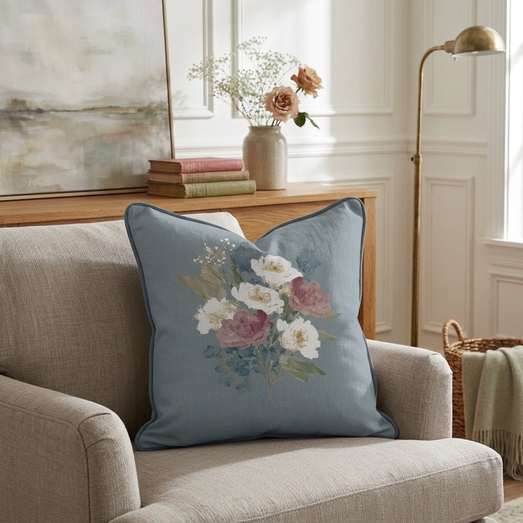 Loose Stems Floral Motif Throw Pillow - Lemon Park