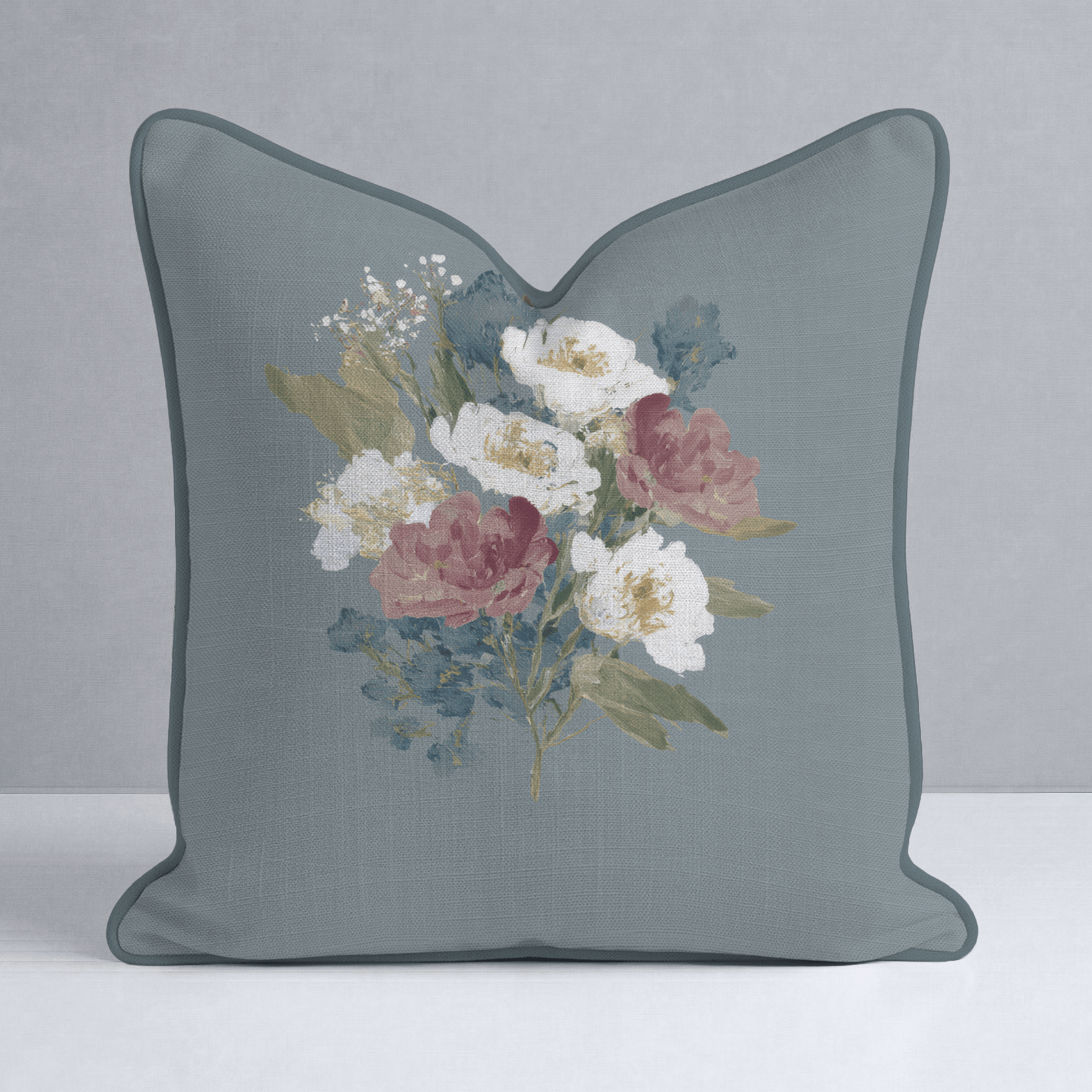 Loose Stems Floral Motif Throw Pillow - Lemon Park