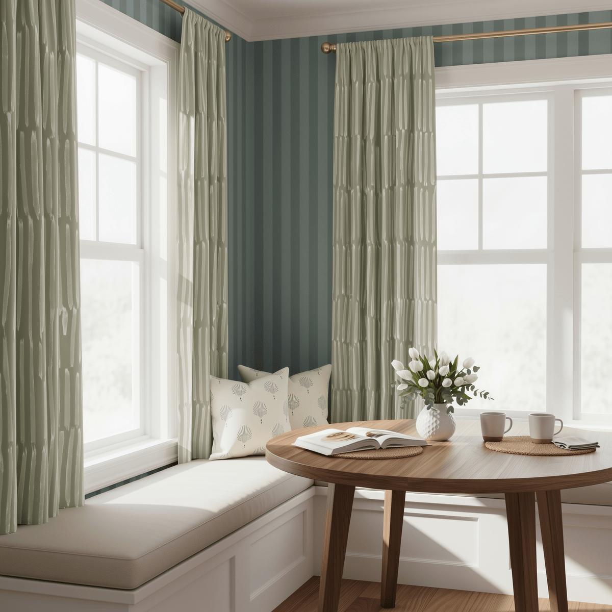 Loose Stems Juniper Stripe Wallpaper - Lemon Park