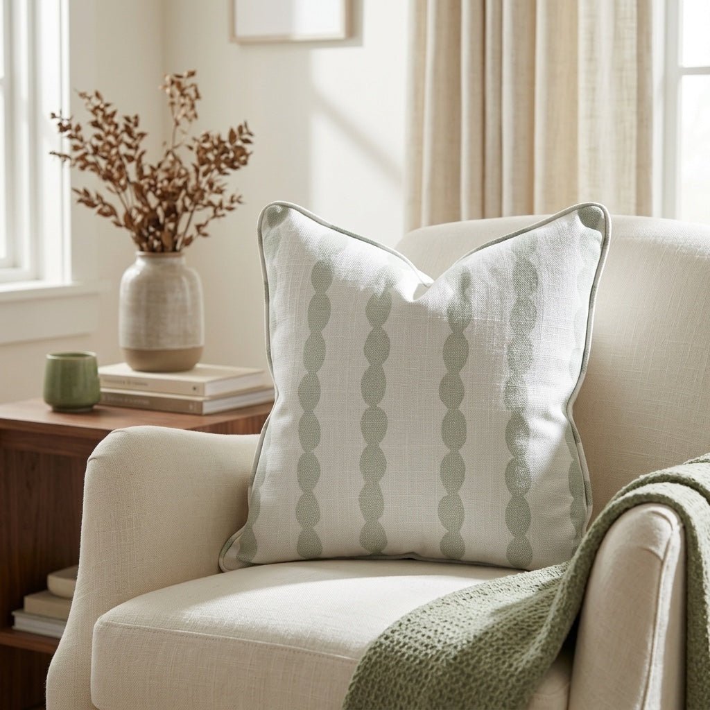 Loose Stems Lichen Chord Stripe Throw Pillow - Lemon Park