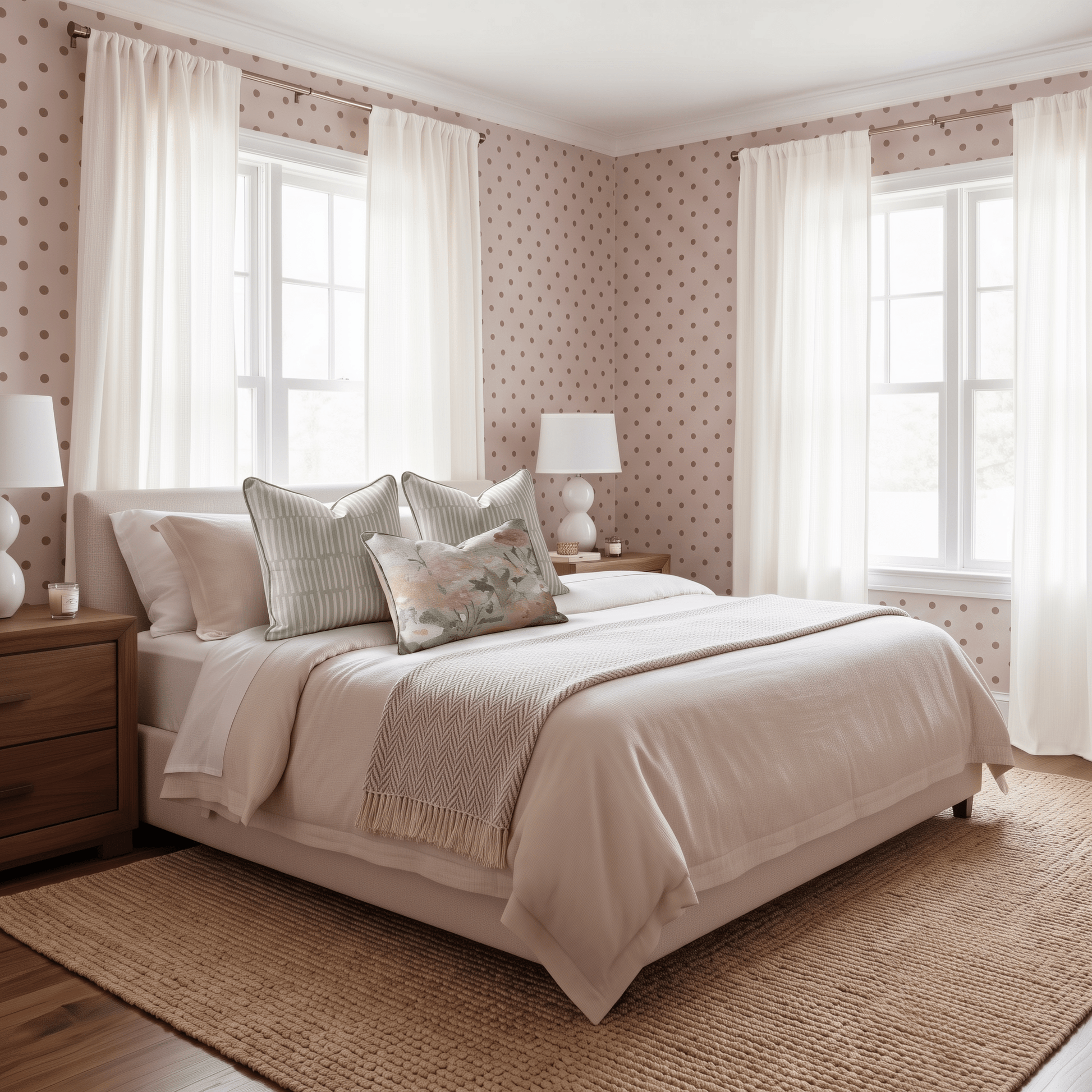 Loose Stems Petaline Polka Dot Wallpaper - Lemon Park