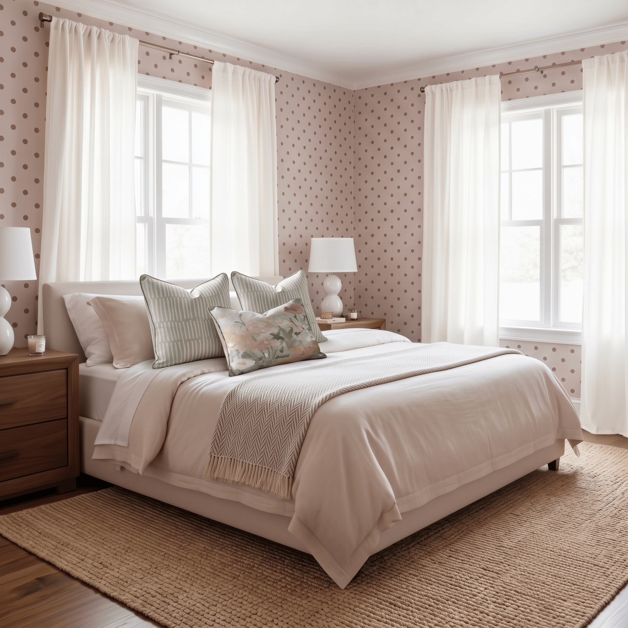 Loose Stems Petaline Polka Dot Wallpaper - Lemon Park