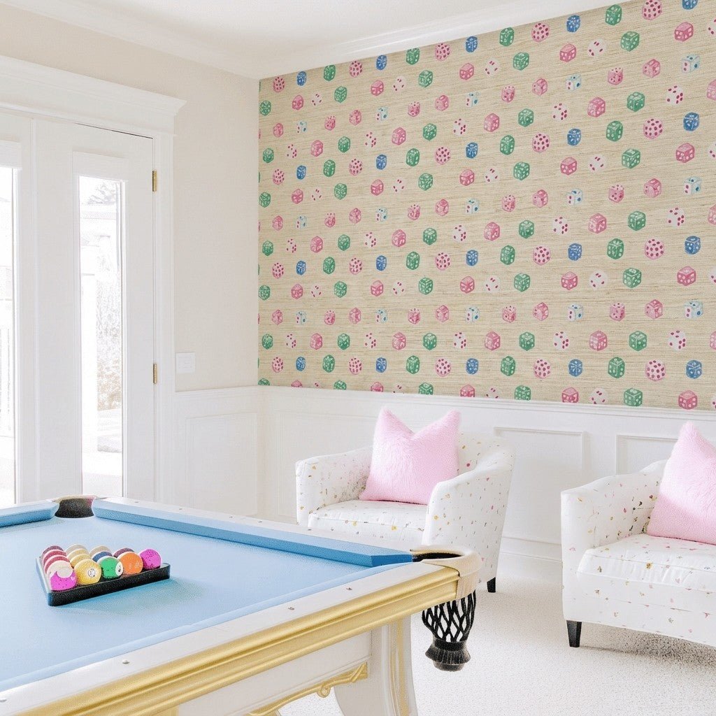 Lucky Dice Faux Grasscloth Wallpaper - Lemon Park