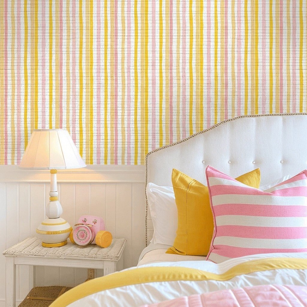 Luna Faux Grasscloth Wallpaper - Lemon Park