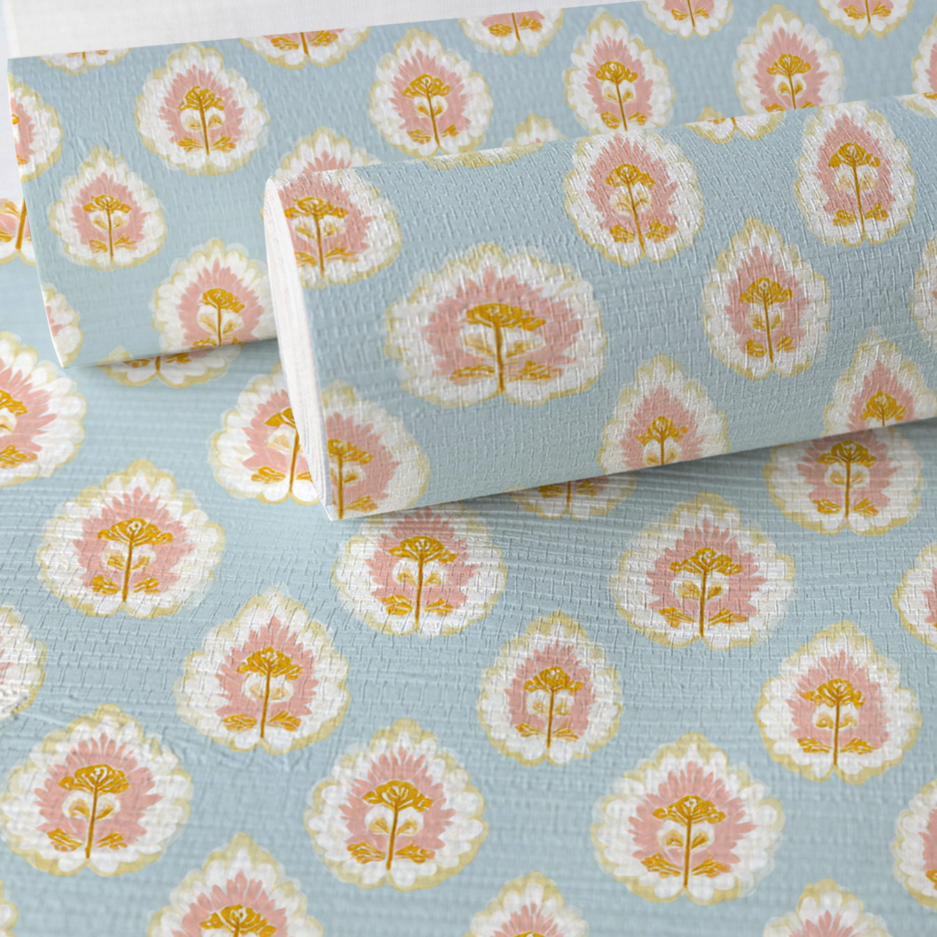 Magnolia Mist Faux Grasscloth Wallpaper