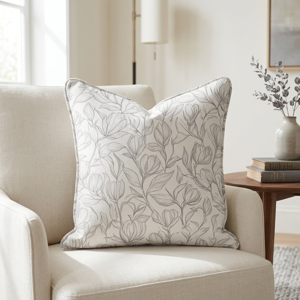Magnolia Sketch Throw Pillow - Lemon Park