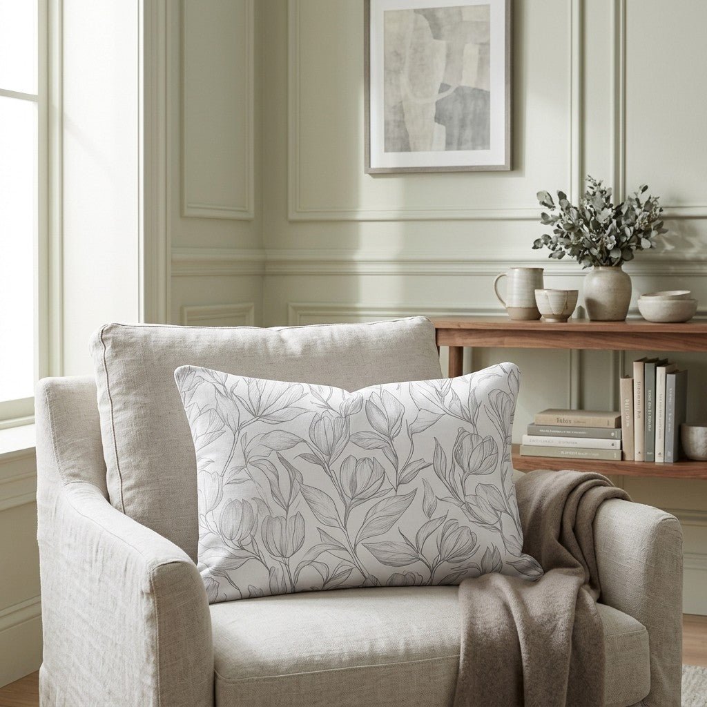 Magnolia Sketch Throw Pillow - Lemon Park