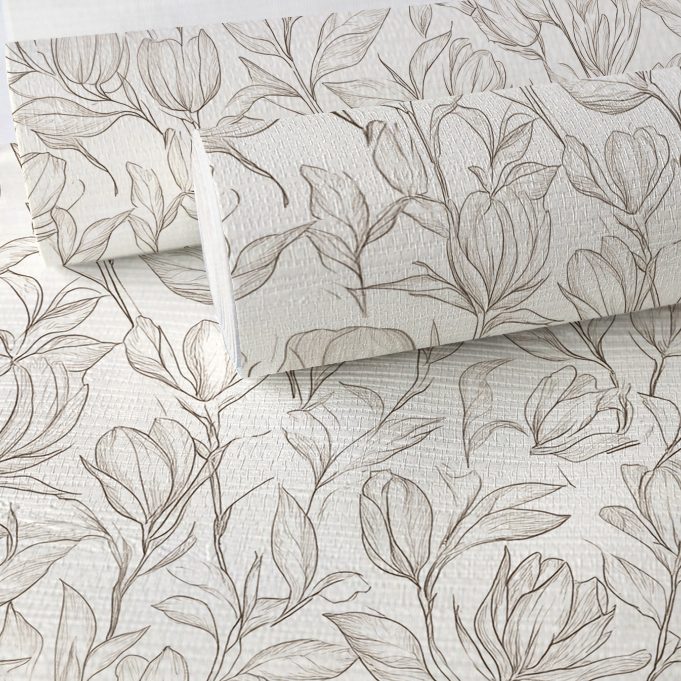 Magnolia Sketch Faux Grasscloth Wallpaper