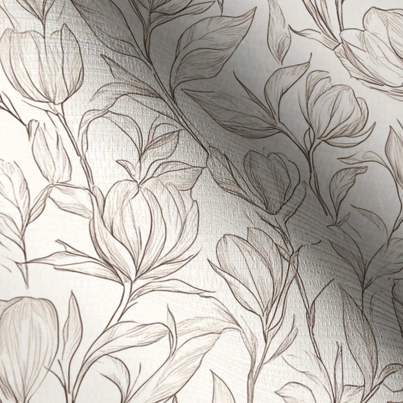 Magnolia Sketch Faux Grasscloth Wallpaper