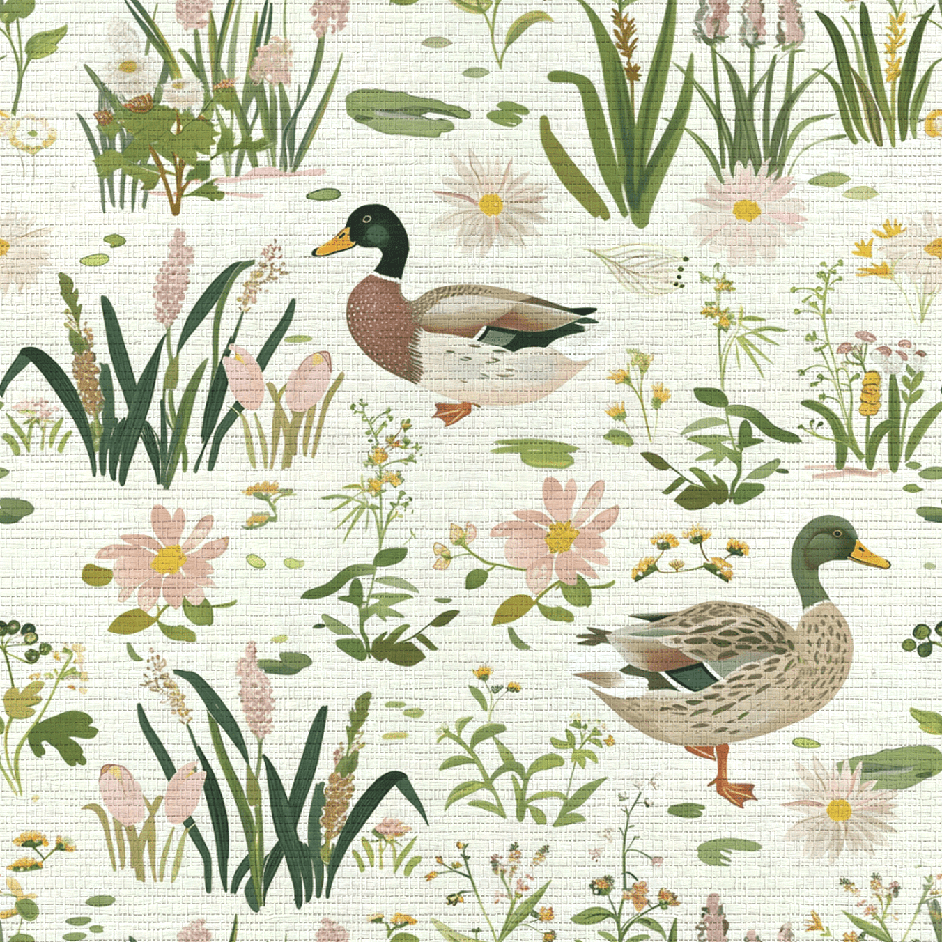 Mallard Meadow Faux Grasscloth Wallpaper - Lemon Park