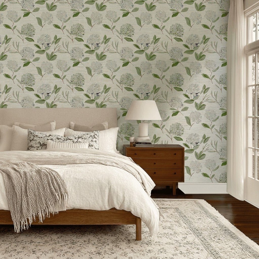 Marais Bloom Faux Grasscloth Wallpaper - Lemon Park