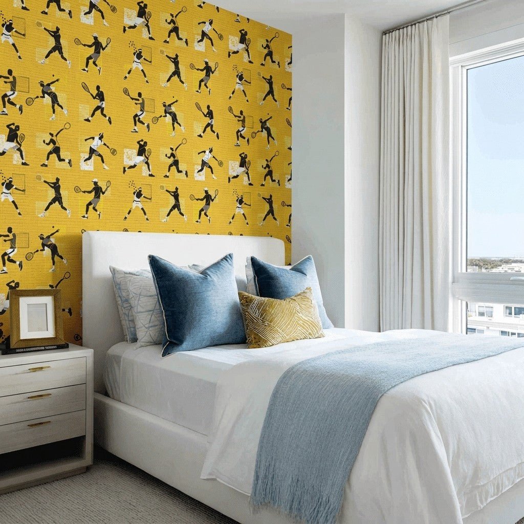 Matchpoint Faux Grasscloth Wallpaper - Lemon Park