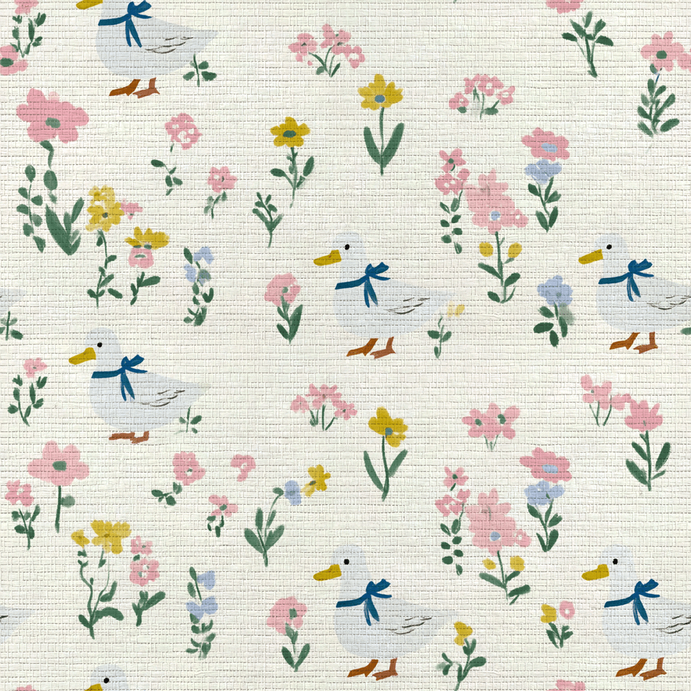 Meadow Scatter Faux Grasscloth Wallpaper - Lemon Park