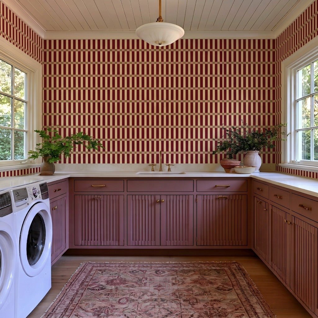 Merlot Stripe Wallpaper - Lemon Park