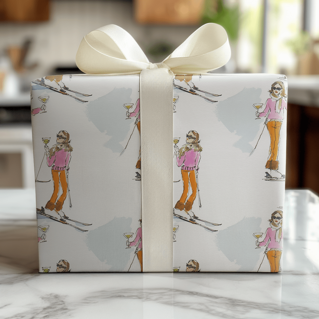Merry Ski Girl - Wrapping Paper - Lemon Park