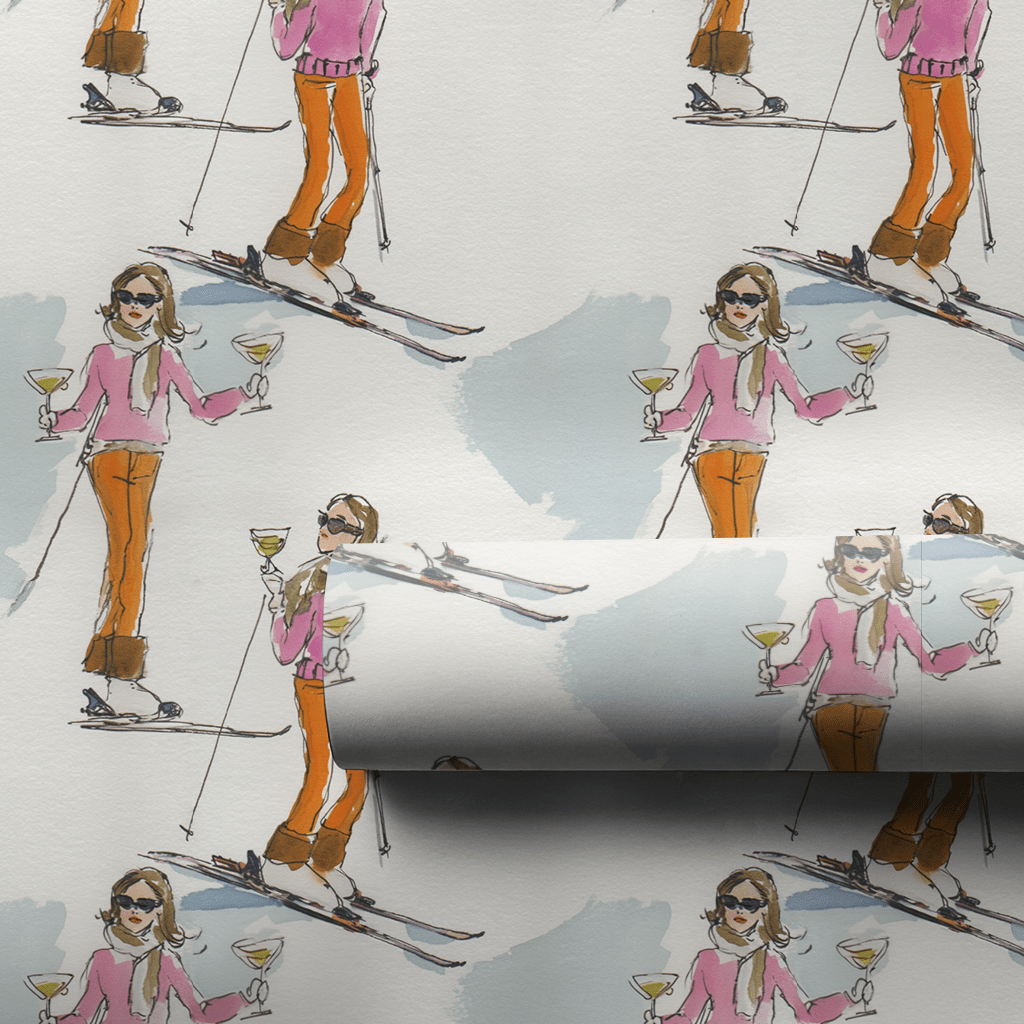 Merry Ski Girl - Wrapping Paper - Lemon Park