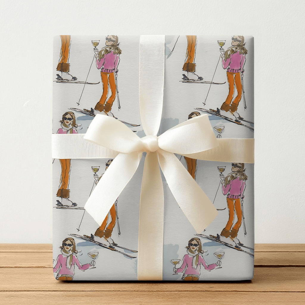 Merry Ski Girl - Wrapping Paper - Lemon Park