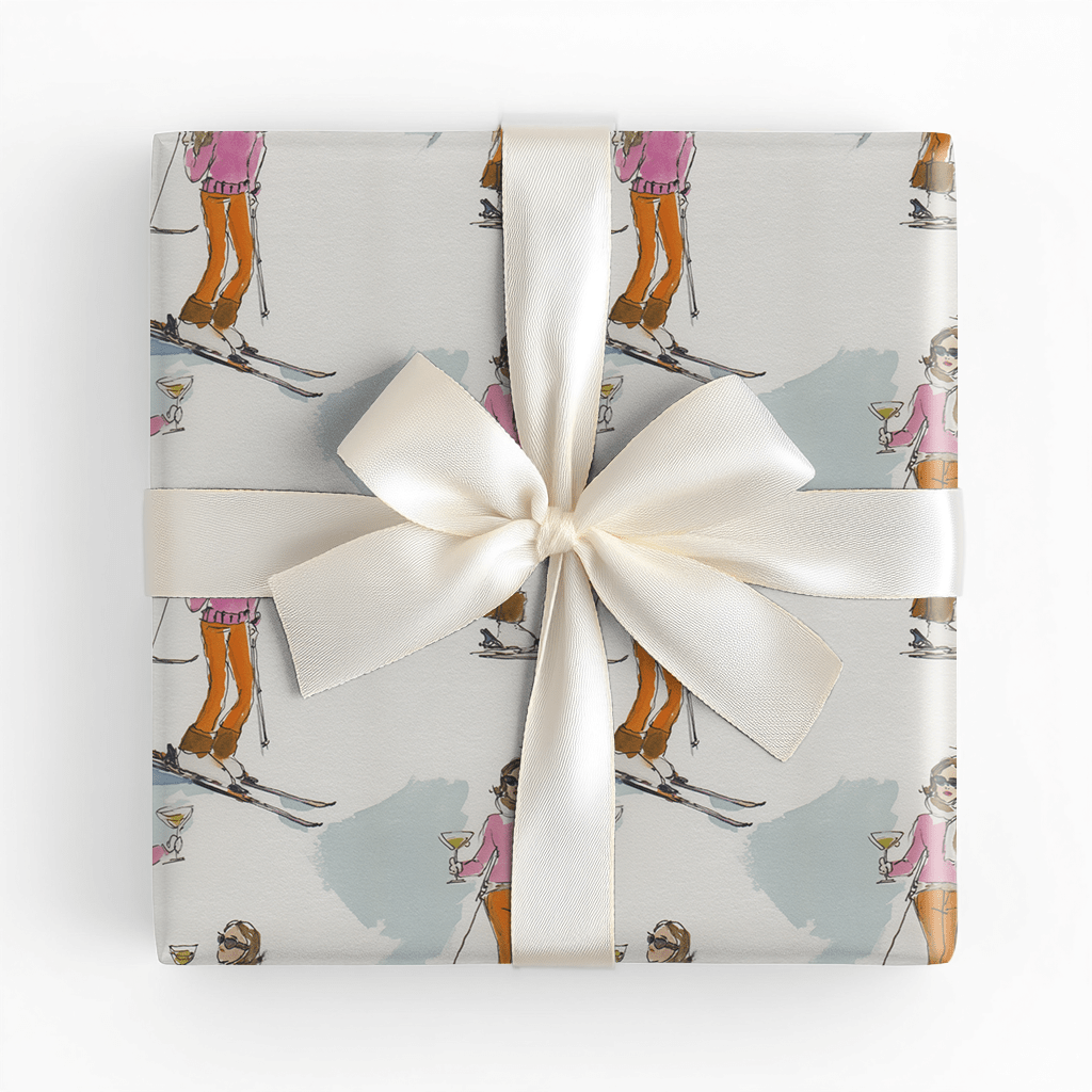 Merry Ski Girl - Wrapping Paper - Lemon Park
